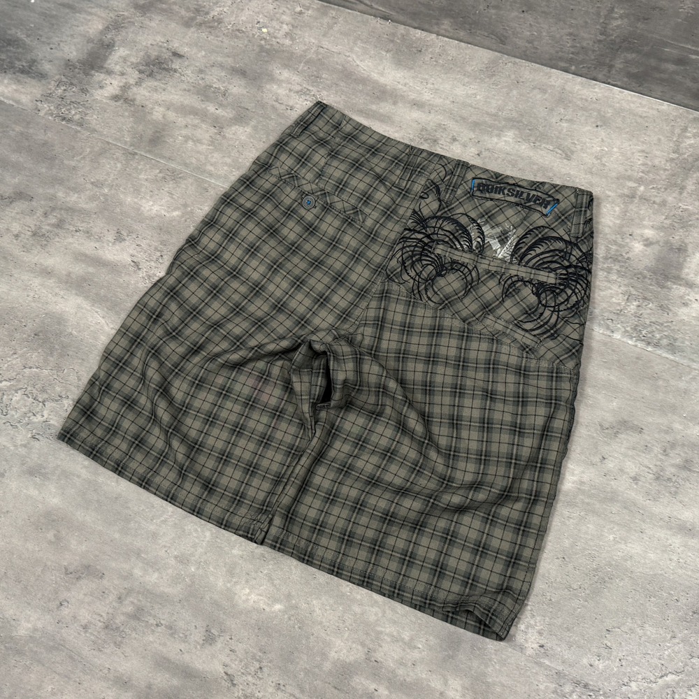Y2K's 00's Quiksilver Baggy Relax Fit Wide Plaid Stripped Wide Legged Short's